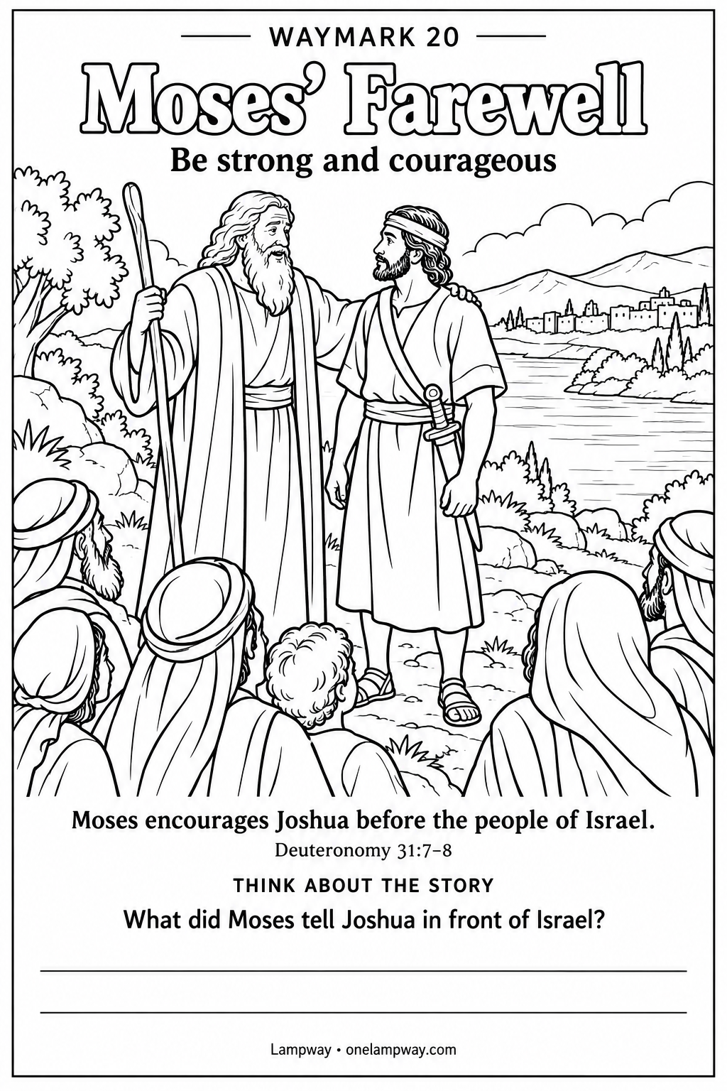 Moses encourages Joshua before the people of Israel. Deuteronomy 31:7-8. What did Moses tell Joshua in front of Israel?