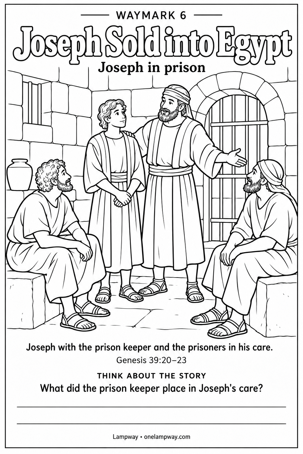 Joseph with the prison keeper and the prisoners in his care. Genesis 39:20-23. What did the prison keeper place in Joseph's care?