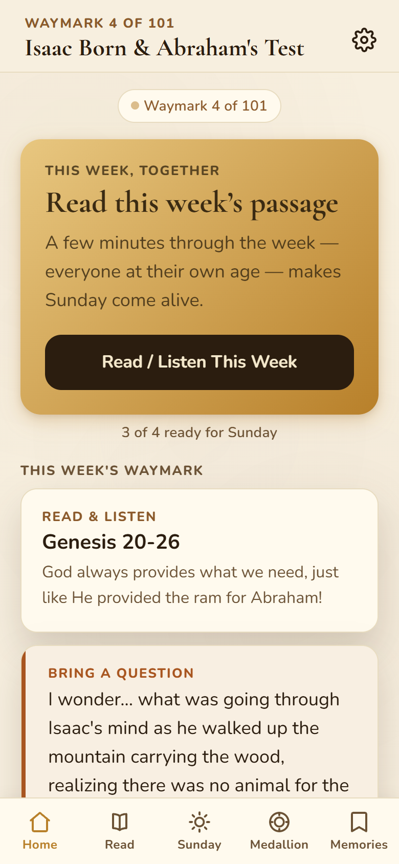 The Lampway home screen showing this week's Waymark